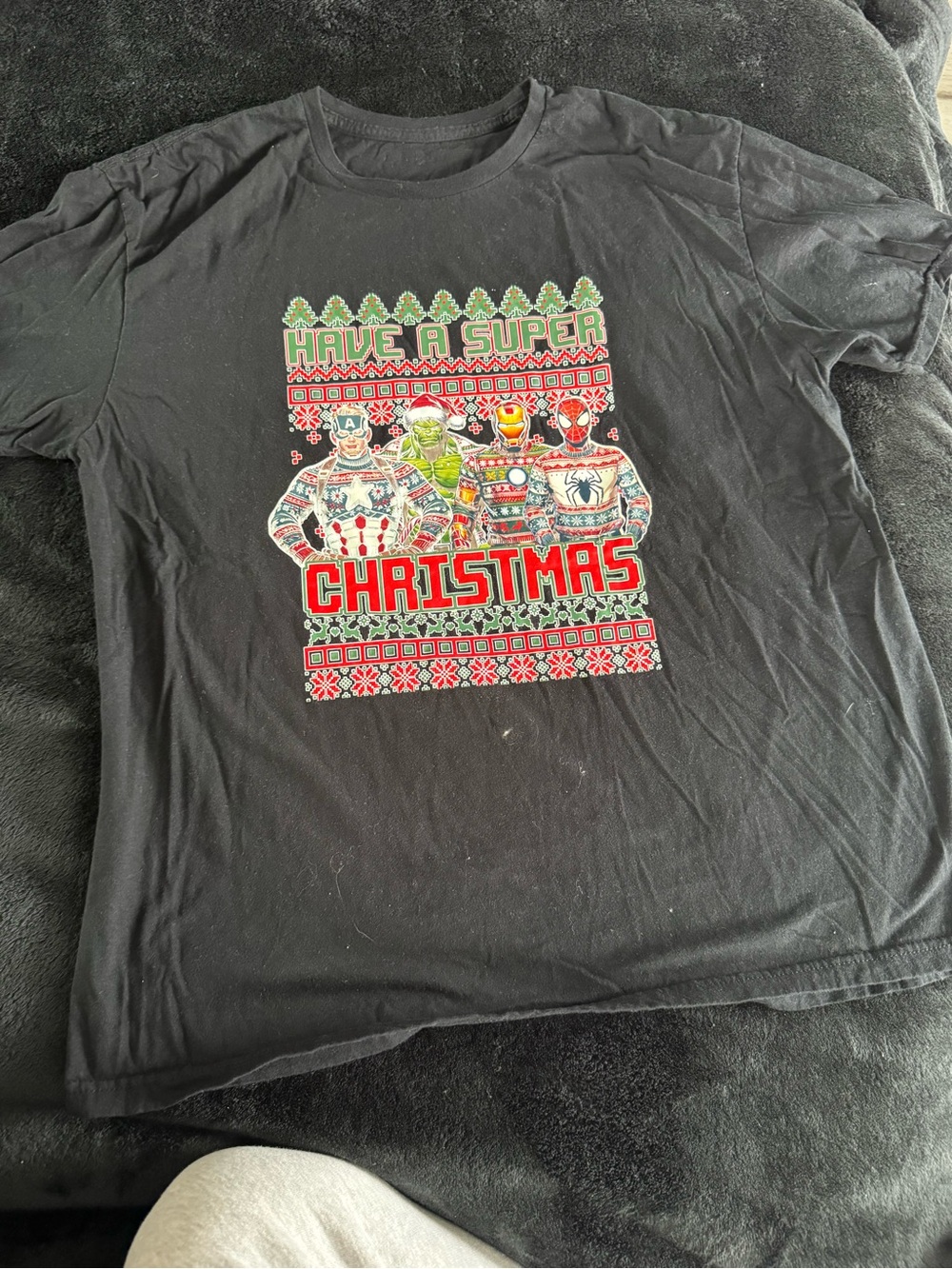 Marvel Black 'Have a Super Christmas' Graphic Short Sleeve Tee